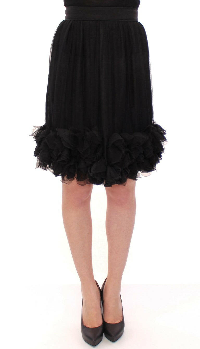 Dolce & Gabbana Black Silk Transparent Above Knees Skirt -   -  Dolce & Gabbana.