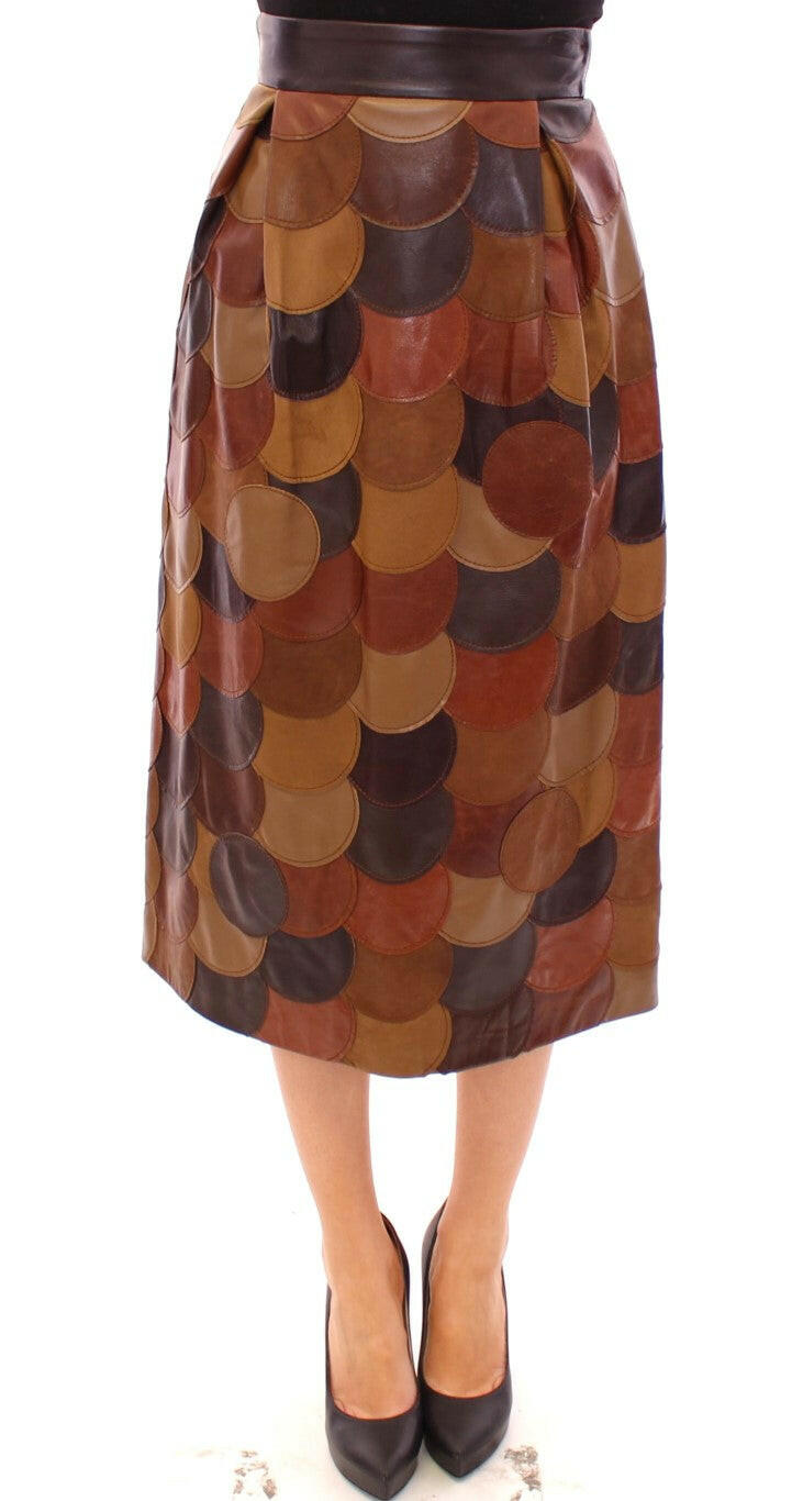 Dolce & Gabbana Brown Patchwork Leather Straight Skirt -   -  Dolce & Gabbana.