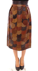 Dolce & Gabbana Brown Patchwork Leather Straight Skirt -   -  Dolce & Gabbana.