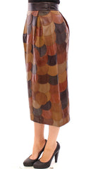 Dolce & Gabbana Brown Patchwork Leather Straight Skirt -   -  Dolce & Gabbana.
