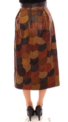 Dolce & Gabbana Brown Patchwork Leather Straight Skirt -   -  Dolce & Gabbana.