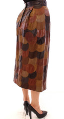 Dolce & Gabbana Brown Patchwork Leather Straight Skirt -   -  Dolce & Gabbana.