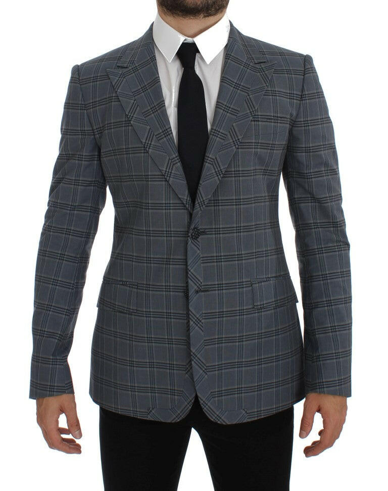 Dolce & Gabbana Blue Checkered Slim Fit Blazer Jacket -   -  Dolce & Gabbana.