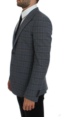 Dolce & Gabbana Blue Checkered Slim Fit Blazer Jacket -   -  Dolce & Gabbana.
