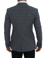 Dolce & Gabbana Blue Checkered Slim Fit Blazer Jacket -   -  Dolce & Gabbana.