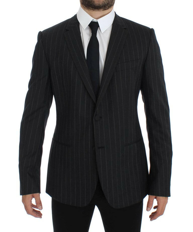 Dolce & Gabbana Gray Striped Slim Fit Wool Blazer -   -  Dolce & Gabbana.