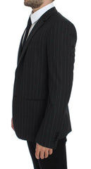 Dolce & Gabbana Gray Striped Slim Fit Wool Blazer -   -  Dolce & Gabbana.