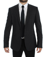 Dolce & Gabbana Gray Striped Slim Fit Wool Blazer -   -  Dolce & Gabbana.