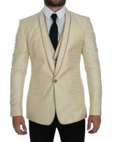 Dolce & Gabbana Beige Polka Dot Silk 2 Piece Blazer -   -  Dolce & Gabbana.