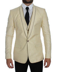 Dolce & Gabbana Beige Polka Dot Silk 2 Piece Blazer -   -  Dolce & Gabbana.
