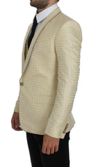 Dolce & Gabbana Beige Polka Dot Silk 2 Piece Blazer -   -  Dolce & Gabbana.