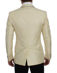 Dolce & Gabbana Beige Polka Dot Silk 2 Piece Blazer -   -  Dolce & Gabbana.