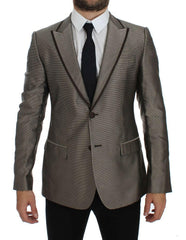 Dolce & Gabbana Brown Slim Fit Silk Two Button Blazer -   -  Dolce & Gabbana.