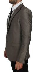 Dolce & Gabbana Brown Slim Fit Silk Two Button Blazer -   -  Dolce & Gabbana.