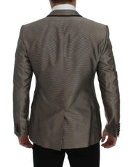Dolce & Gabbana Brown Slim Fit Silk Two Button Blazer -   -  Dolce & Gabbana.