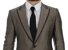 Dolce & Gabbana Brown Slim Fit Silk Two Button Blazer -   -  Dolce & Gabbana.