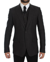 Dolce & Gabbana Gray Slim Fit Linen Blazer Jacket -   -  Dolce & Gabbana.