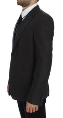 Dolce & Gabbana Gray Slim Fit Linen Blazer Jacket -   -  Dolce & Gabbana.