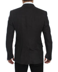 Dolce & Gabbana Gray Slim Fit Linen Blazer Jacket -   -  Dolce & Gabbana.