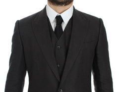Dolce & Gabbana Gray Slim Fit Linen Blazer Jacket -   -  Dolce & Gabbana.