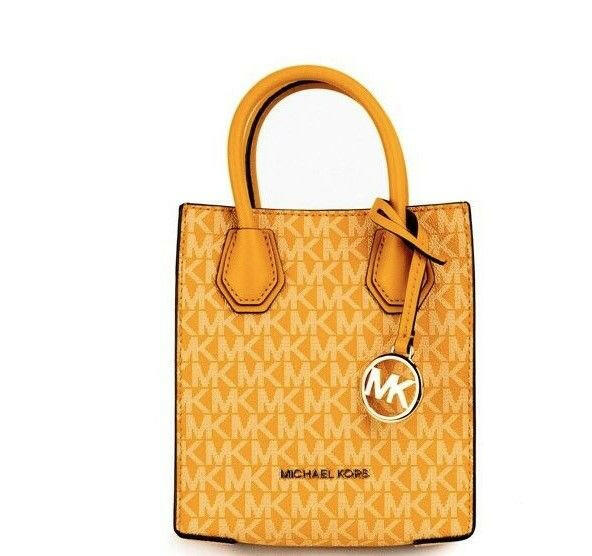 Michael Kors Mercer XS Honeycomb Gold Signature PVC North South Shopper Crossbody Bag -  Luxury Cross Body Bag for Women -  Michael Kors.