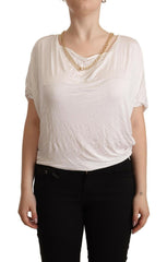 Guess By Marciano White Short Sleeves Gold Chain T-shirt Top -   -  Guess By Marciano.