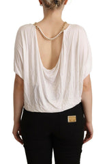 Guess By Marciano White Short Sleeves Gold Chain T-shirt Top -   -  Guess By Marciano.