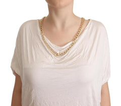 Guess By Marciano White Short Sleeves Gold Chain T-shirt Top -   -  Guess By Marciano.