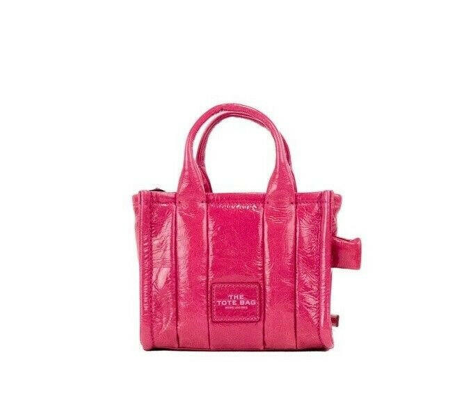 Marc Jacobs The Shiny Crinkle Micro Tote Magenta Leather Crossbody Bag Handbag -  Luxury Cross Body Bag for Women -  Marc Jacobs.