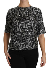 Dolce & Gabbana Black Musical Instruments Print Silk Blouse -   -  Dolce & Gabbana.