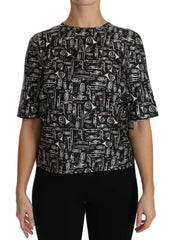 Dolce & Gabbana Black Musical Instruments Print Silk Blouse -   -  Dolce & Gabbana.