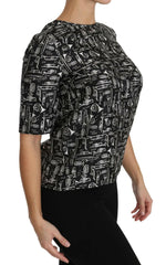 Dolce & Gabbana Black Musical Instruments Print Silk Blouse -   -  Dolce & Gabbana.