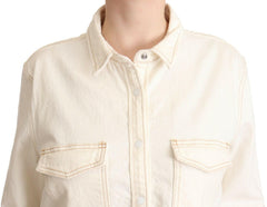 Levi's White Cotton Collared Long Sleeves Button Down Polo Top -   -  Levi's.