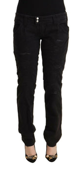 CYCLE Black Cotton Distressed Low Waist Slim Fit Denim Jeans -   -  CYCLE.