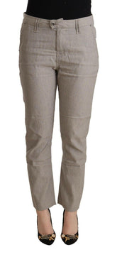 CYCLE Light Gray Linen Blend Mid Waist Tapered Pants -   -  CYCLE.