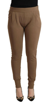 Scervino Street Brown Viscose Mid Waist Slim Tapered Pants -   -  Scervino Street.