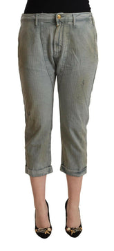 CYCLE Gray 100% Cotton Mid Waist Skinny Cropped Pants -   -  CYCLE.