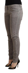 Acht Light Gray Washed Cotton Slim Fit Denim Jeans -   -  Acht.