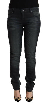 Acht Black Washed Cotton Low Waist Slim Fit Denim Jeans -   -  Acht.