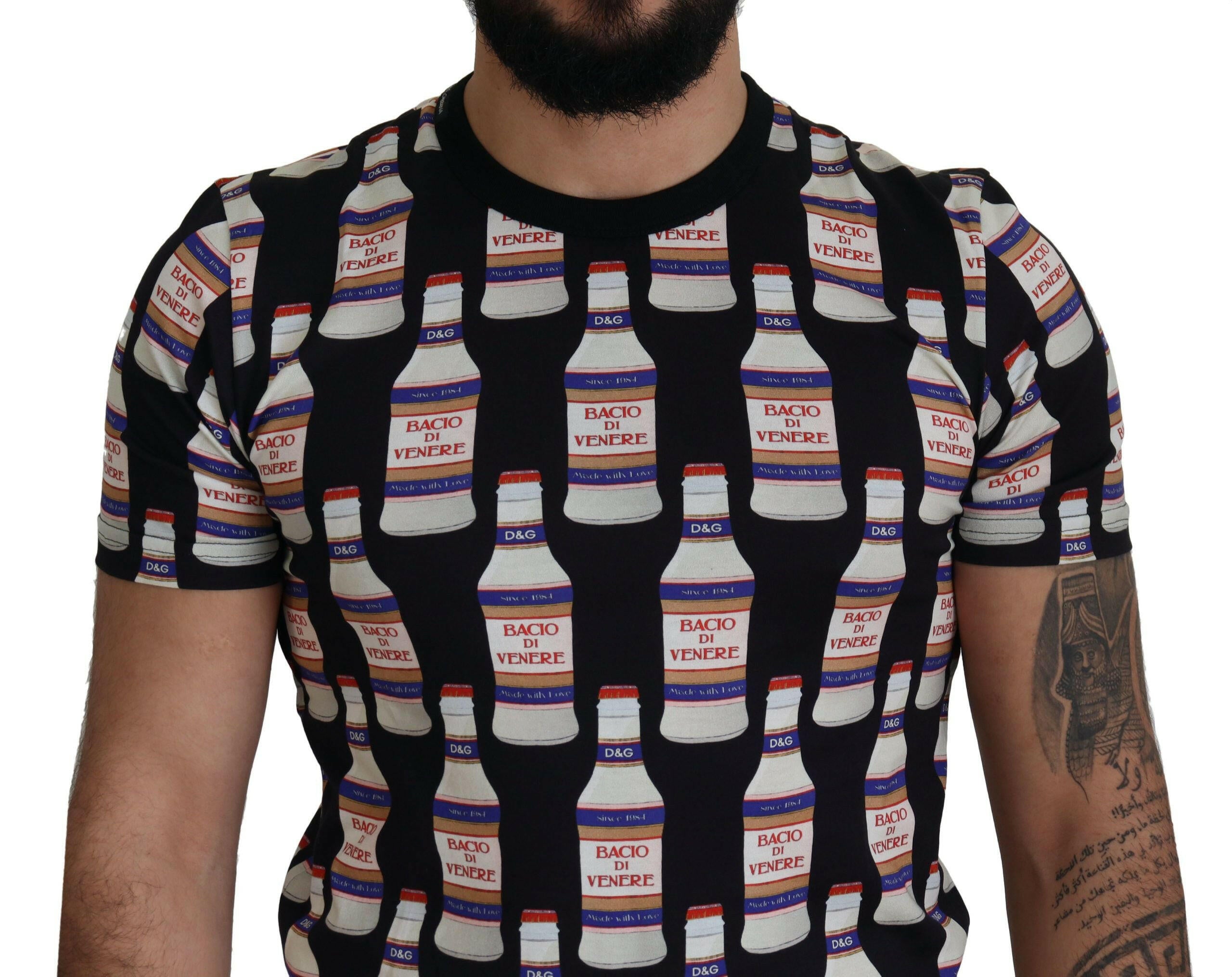 Dolce & Gabbana Black Bacio Di Venere Cotton Crew T-shirt -   -  Dolce & Gabbana. Dolce & Gabbana Black Bacio Di Venere Cotton Crew T-shirt -   -  Dolce & Gabbana.