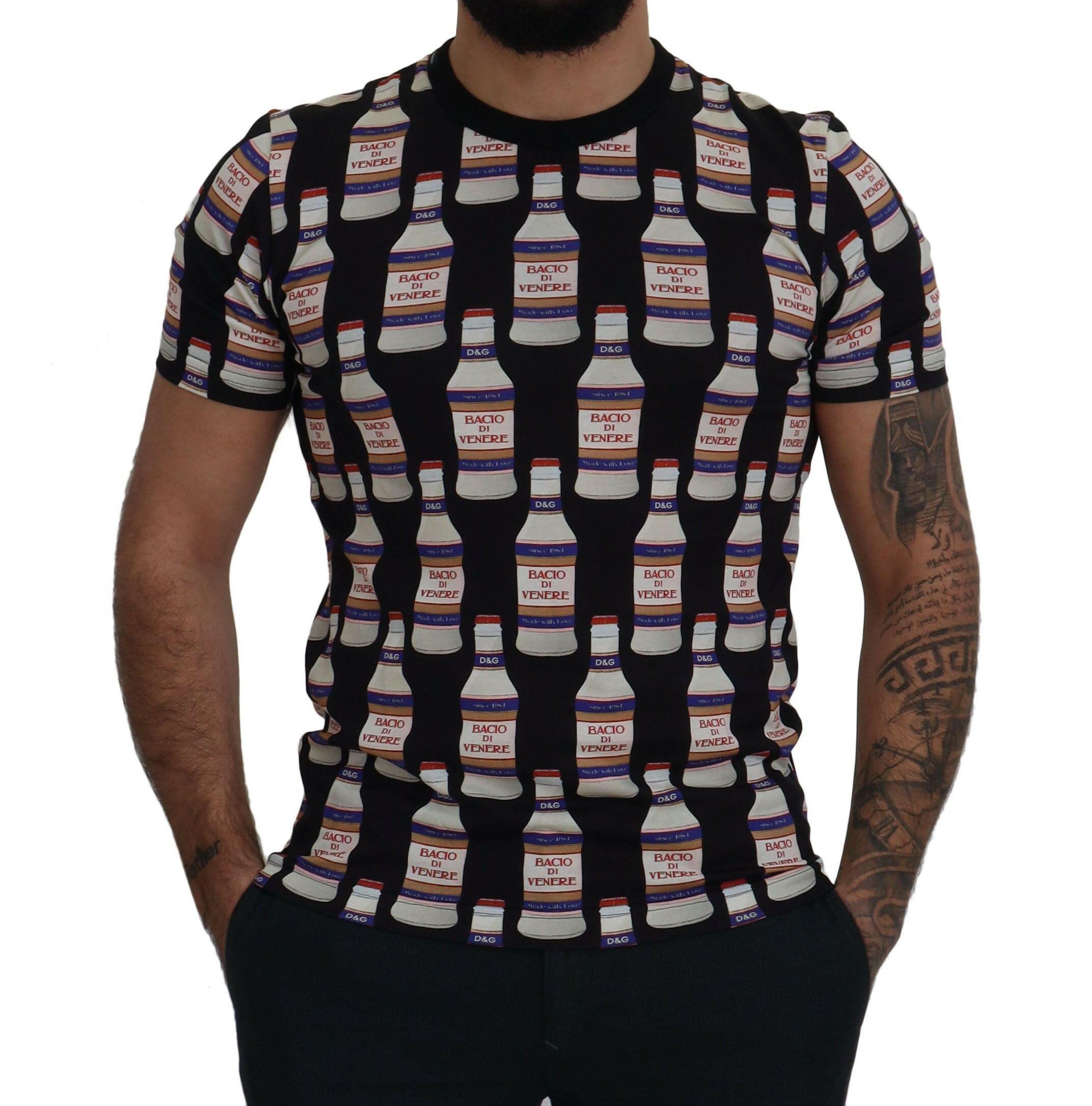 Dolce & Gabbana Black Bacio Di Venere Cotton Crew T-shirt -   -  Dolce & Gabbana. Dolce & Gabbana Black Bacio Di Venere Cotton Crew T-shirt -   -  Dolce & Gabbana.