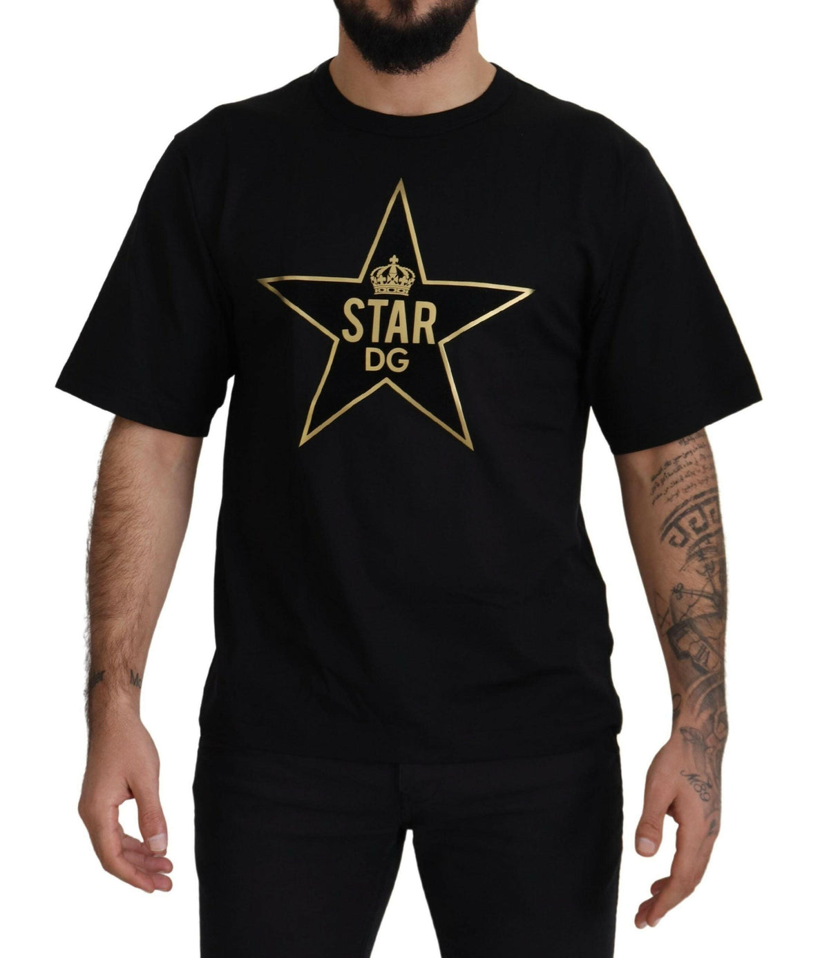 Dolce & Gabbana Black Gold STAR Crown DG Cotton Crewneck T-shirt -   -  Dolce & Gabbana.