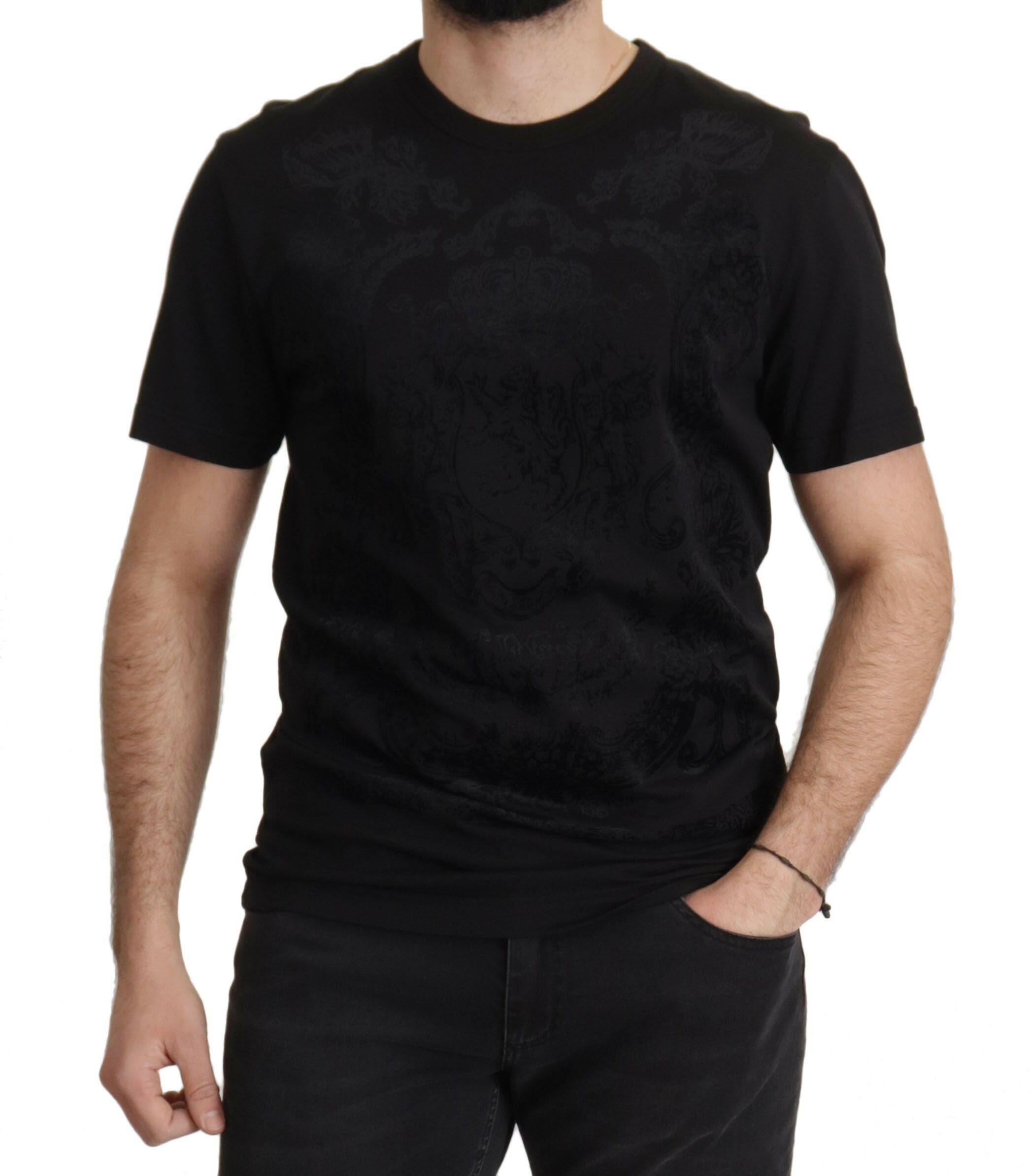 Dolce & Gabbana Black DG Baroque Cotton Crewneck T-shirt -   -  Dolce & Gabbana. Dolce & Gabbana Black DG Baroque Cotton Crewneck T-shirt -   -  Dolce & Gabbana.