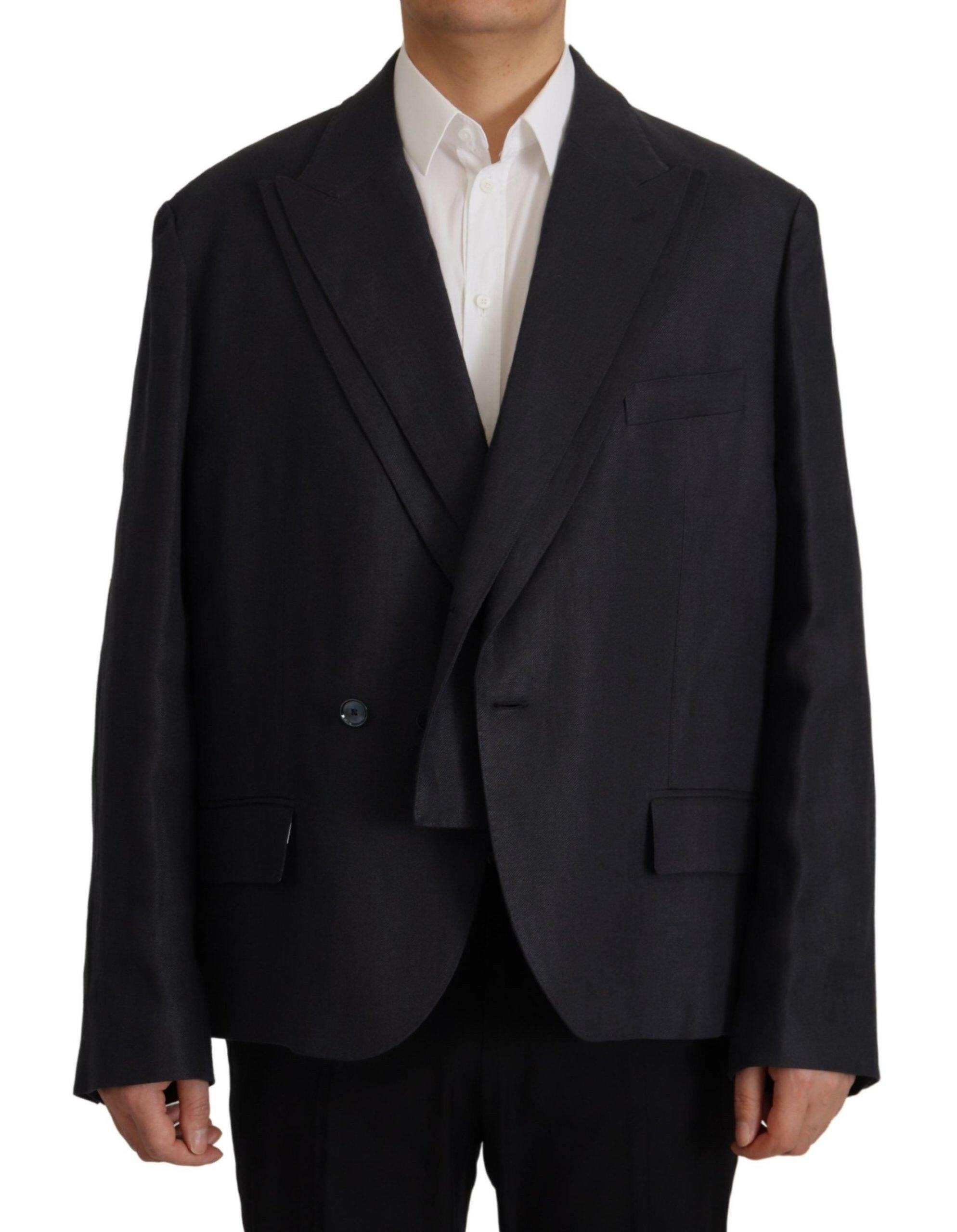 Dolce & Gabbana Blue Linen Formal Mens Blazer Jacket -   -  Dolce & Gabbana.