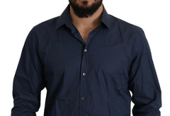 Dolce & Gabbana Blue Cotton MARTINI Slim Fit Dress Shirt -   -  Dolce & Gabbana.