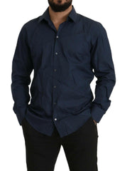Dolce & Gabbana Blue Cotton MARTINI Slim Fit Dress Shirt -   -  Dolce & Gabbana.