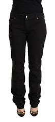 Just Cavalli Black Mid Waist Denim Cotton Skinny Jeans -   -  Just Cavalli.