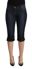 GF Ferre Blue Cotton Stretch Low Waist Slim Capri Denim Jeans -   -  GF Ferre.