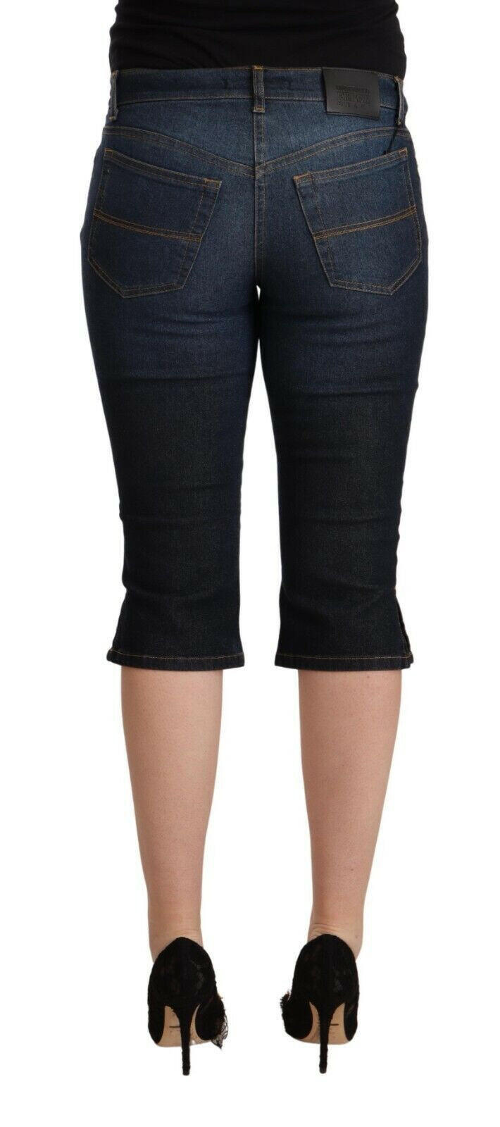 GF Ferre Blue Cotton Stretch Low Waist Slim Capri Denim Jeans -   -  GF Ferre. GF Ferre Blue Cotton Stretch Low Waist Slim Capri Denim Jeans -   -  GF Ferre.