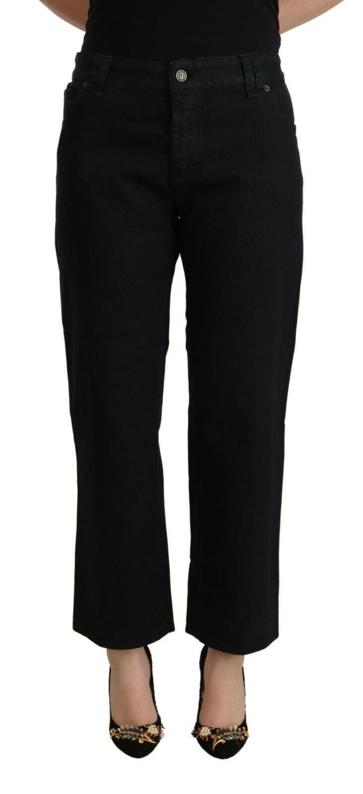 John Galliano Black Cotton Flared Cropped High Waist Denim Jeans -   -  John Galliano.
